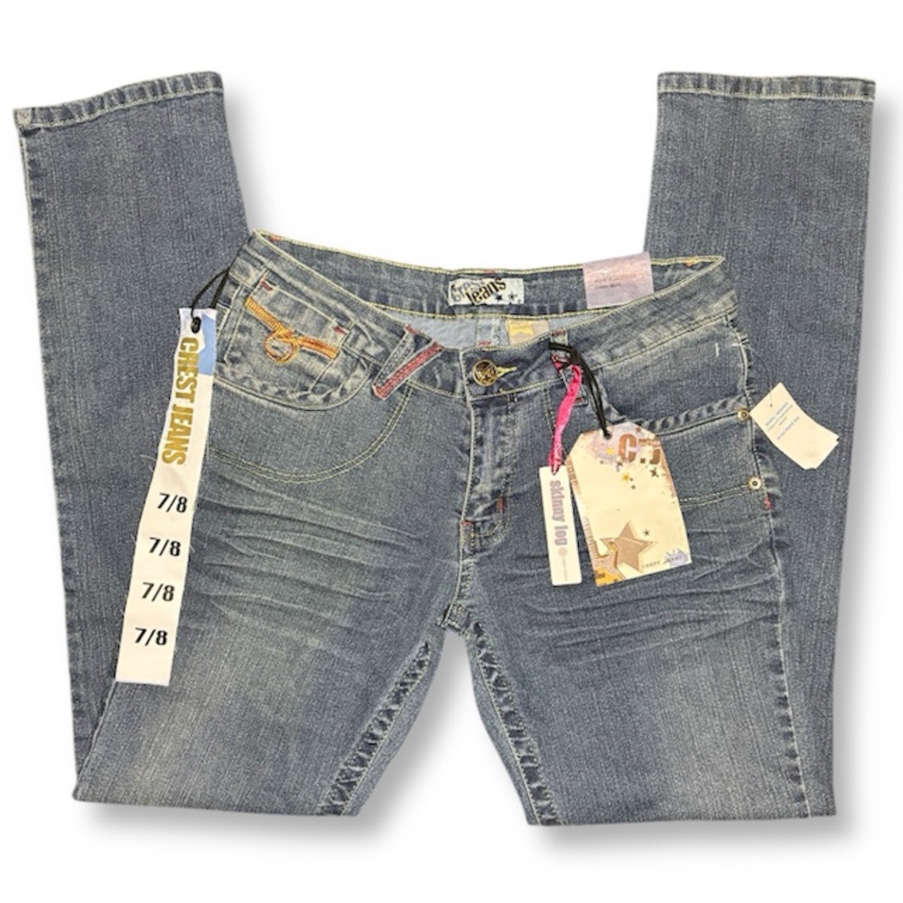 Y2k Vintage Deadstock Low Rise Embroidered Crest Jeans